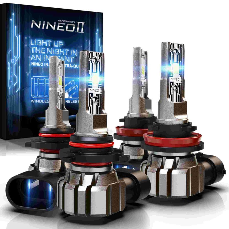 NINEO H11 9005 LED COMBO LIGHT BULBS, 60W 12000LM 300% Super Bright H8 H9  HB3 LED Bulbs 6500K Cool White Plug & Play - Pack of 2