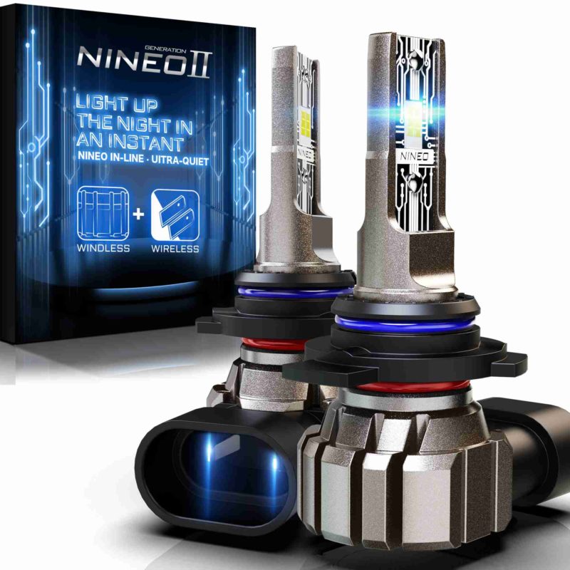 NINEO 9012 LED LIGHT BULBS, 60W 12000LM 300% Super Bright Hir2 LED Bulbs  6500K Cool White Plug & Play - Pack of 2